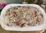 Load image into Gallery viewer, Fire Bowl Pink Glass Soy Candle in White Dough Bowl Happy Memories Scent of Pink Grapefruit
