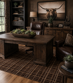 Load image into Gallery viewer, Chocolate Brown Plaid Area Rug – Rustic Western Lodge Décor Brown Hide &amp; Leather Grid Wool Area Rug (8x10)
