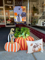 Load image into Gallery viewer, Fall Halloween Pumpkin Chevron, Polka Dot, Check Embroidered Flag with Leaf Patches Outdoor
