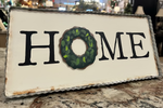 Load image into Gallery viewer, Home Metal Display Magnet Board with Attached Easel and Green Wreath Magnet

