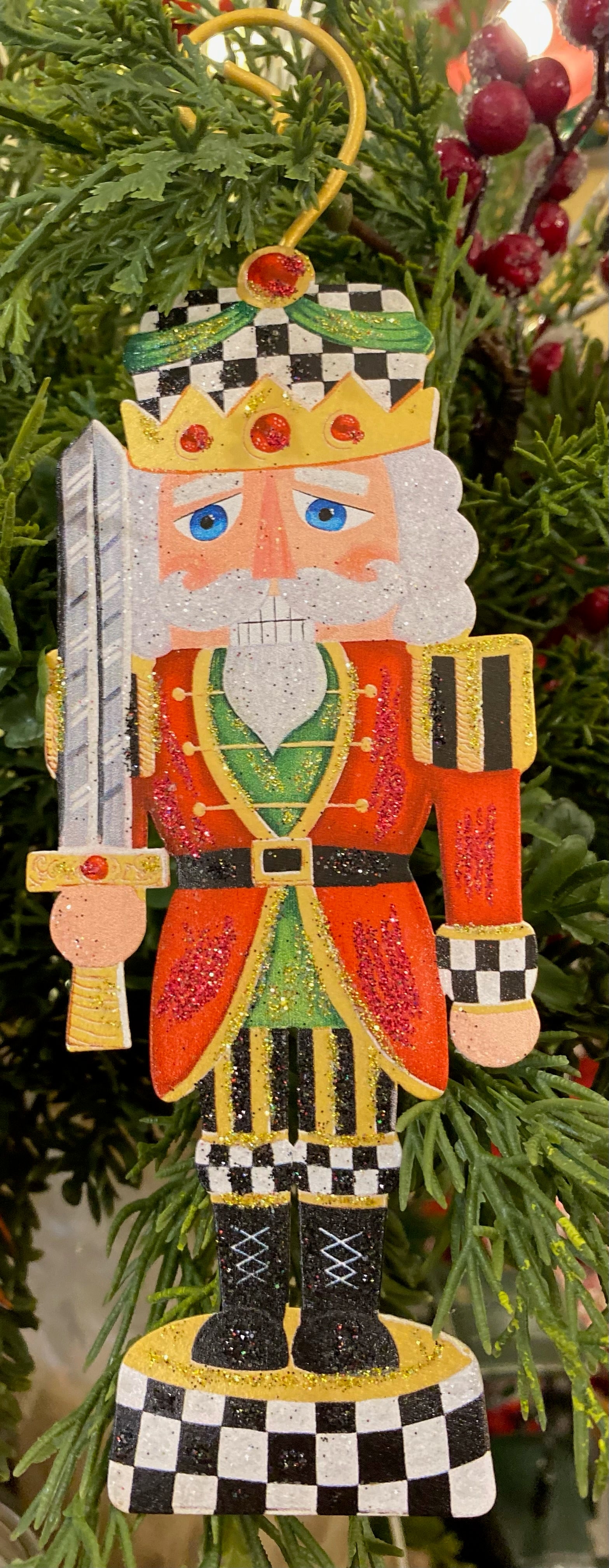 Checkered Nutcracker Metal Ornament