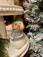 Load image into Gallery viewer, Wool Felt Snowman Embroidered with Olive Hat
