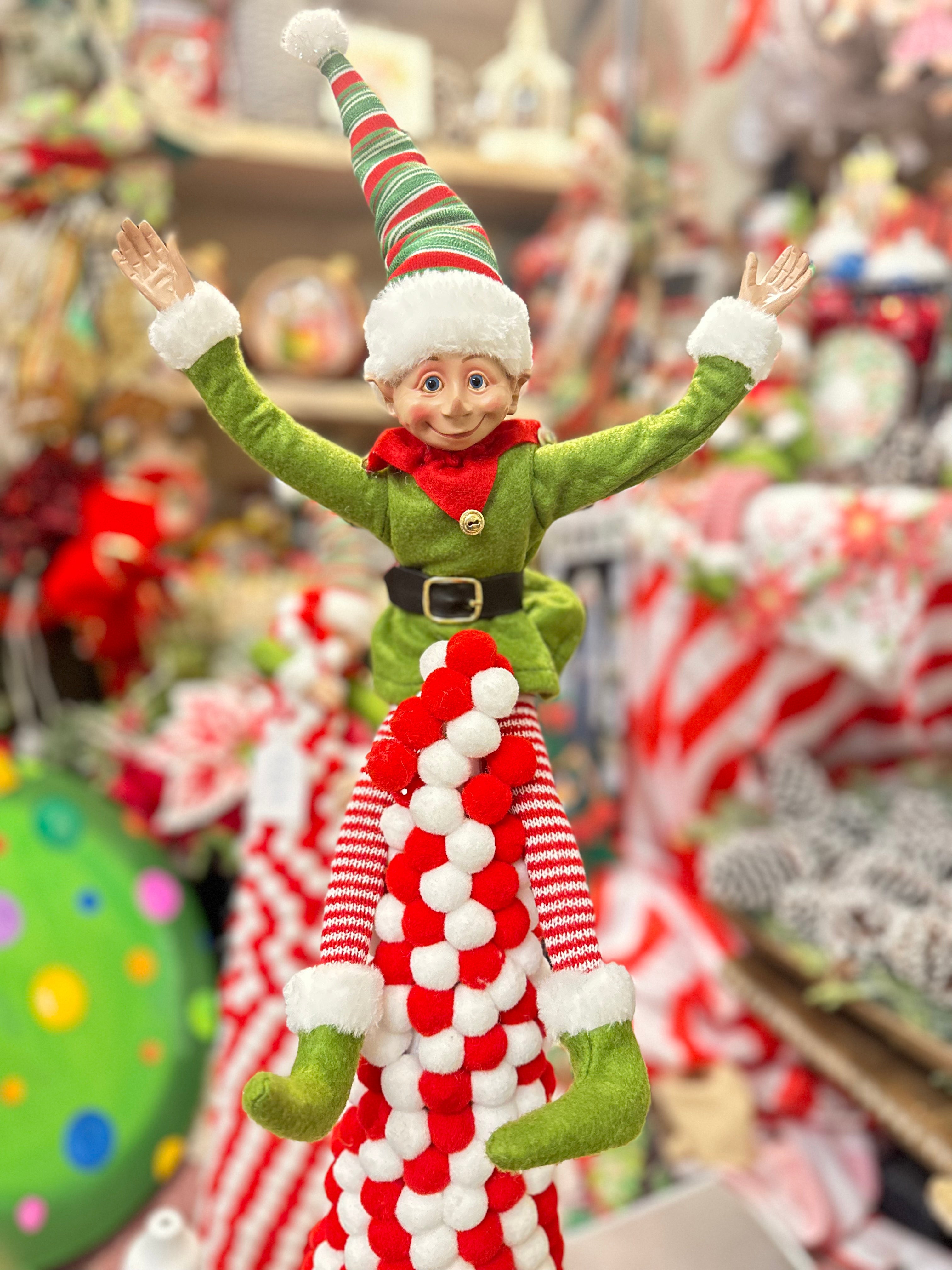 Posable Red, Green, & White Elf 22” with Bells