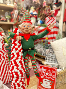 Posable Red, Green, & White Elf 26”with Bells