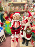 Load image into Gallery viewer, Small Posable Elf in Red and White with Bells
