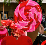 Load image into Gallery viewer, Large Hot Pink and Red Lollipop Metal Outdoor or Indoor Stake
