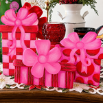Load image into Gallery viewer, Red &amp; Pink Packages Metal Outdoor/Indoor Stake Christmas Set of 3

