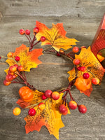 Load image into Gallery viewer, Fall Orange Pumpkin and Fall Leaves Candle Ring
