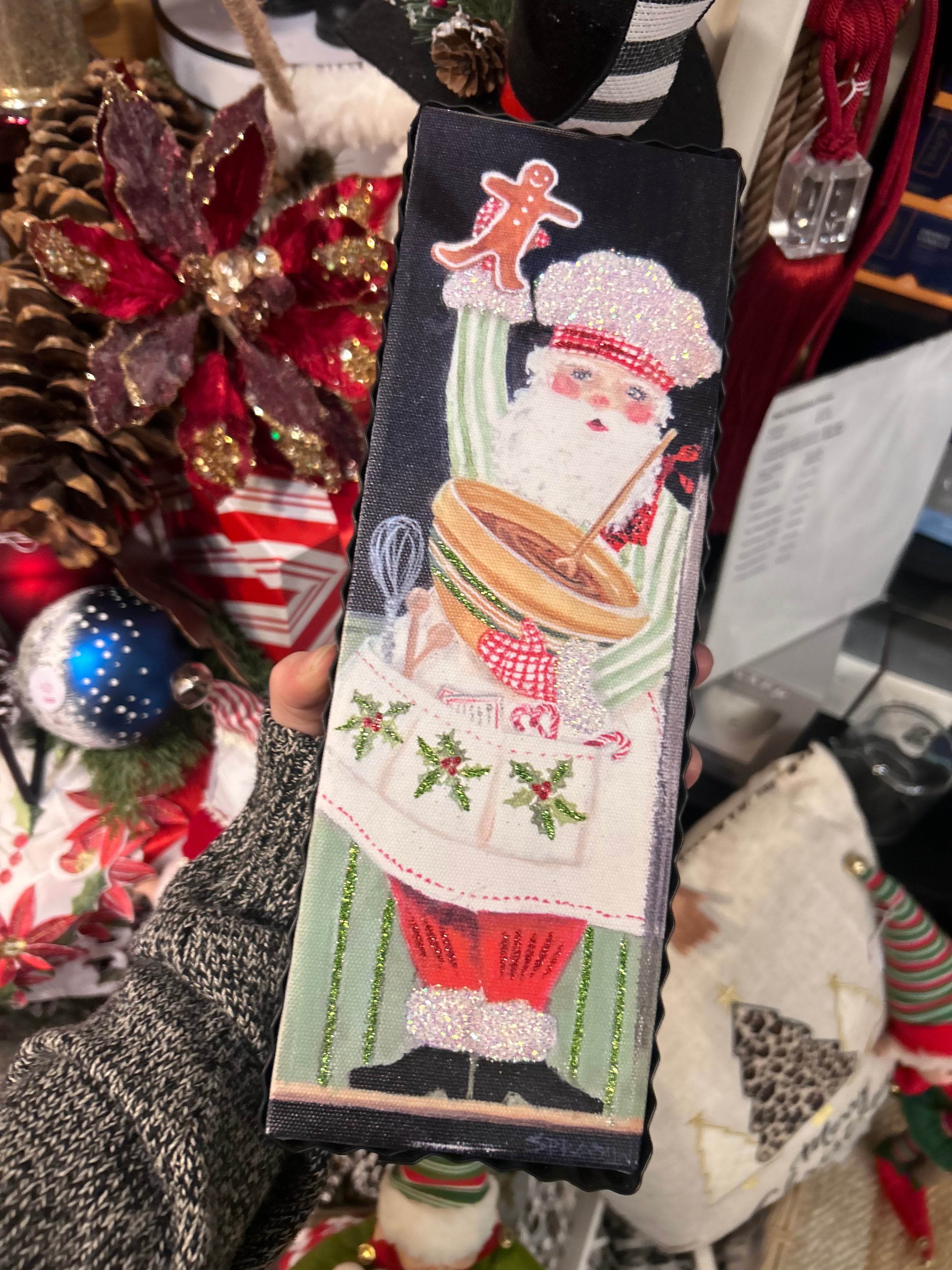 Santa Baker Canvas Picture with Galvanized Frame