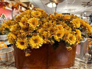 Brown Leather Oval Container with Buckles on Each End