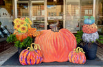 Load image into Gallery viewer, Large 33” Velvet Orange Pumpkin with Easel and Stake
