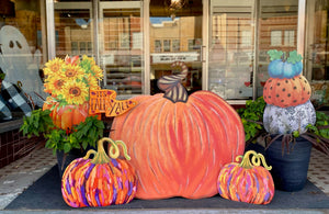 Large 33” Velvet Orange Pumpkin with Easel and Stake