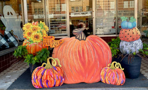 Large 33” Velvet Orange Pumpkin with Easel and Stake