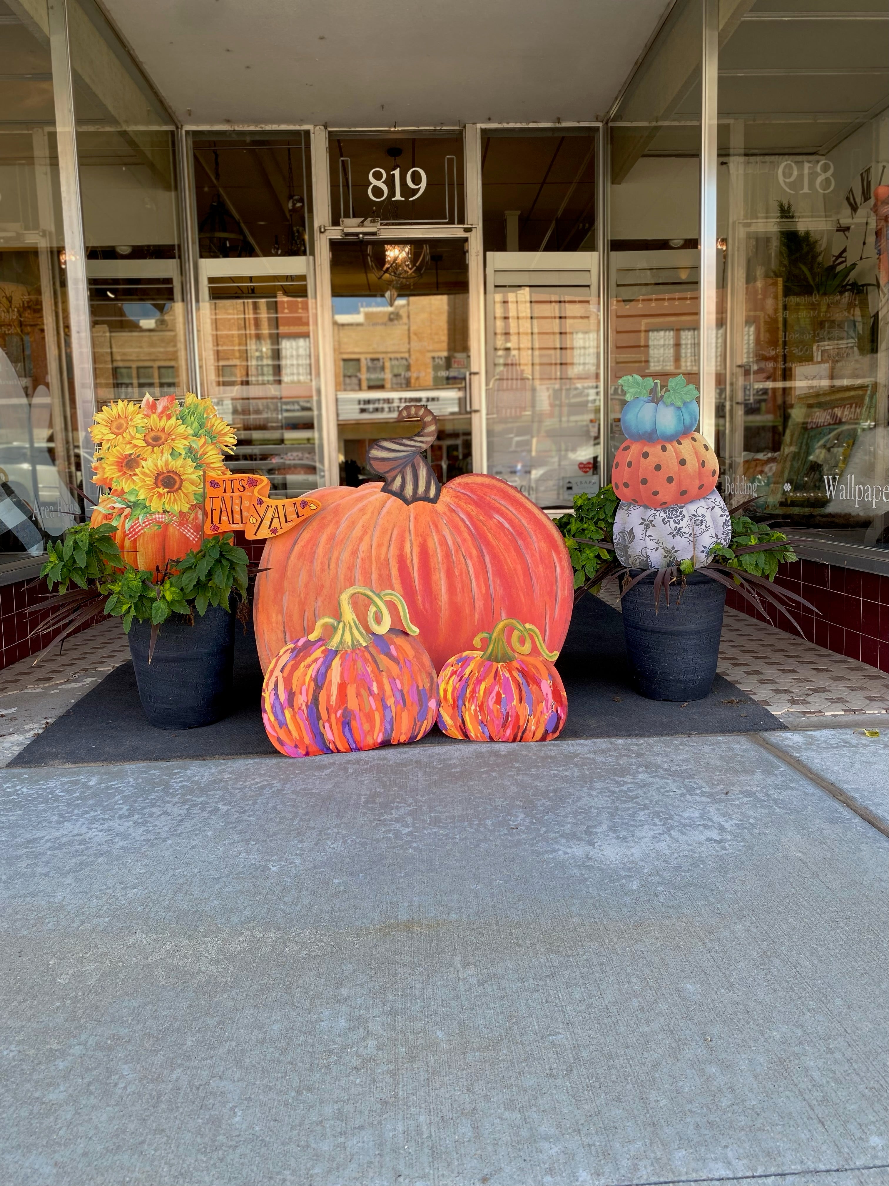 Large 33” Velvet Orange Pumpkin with Easel and Stake