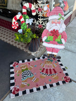 Load image into Gallery viewer, Christmas Gingerbread Boy &amp; Girl Pink Coir Door Rug
