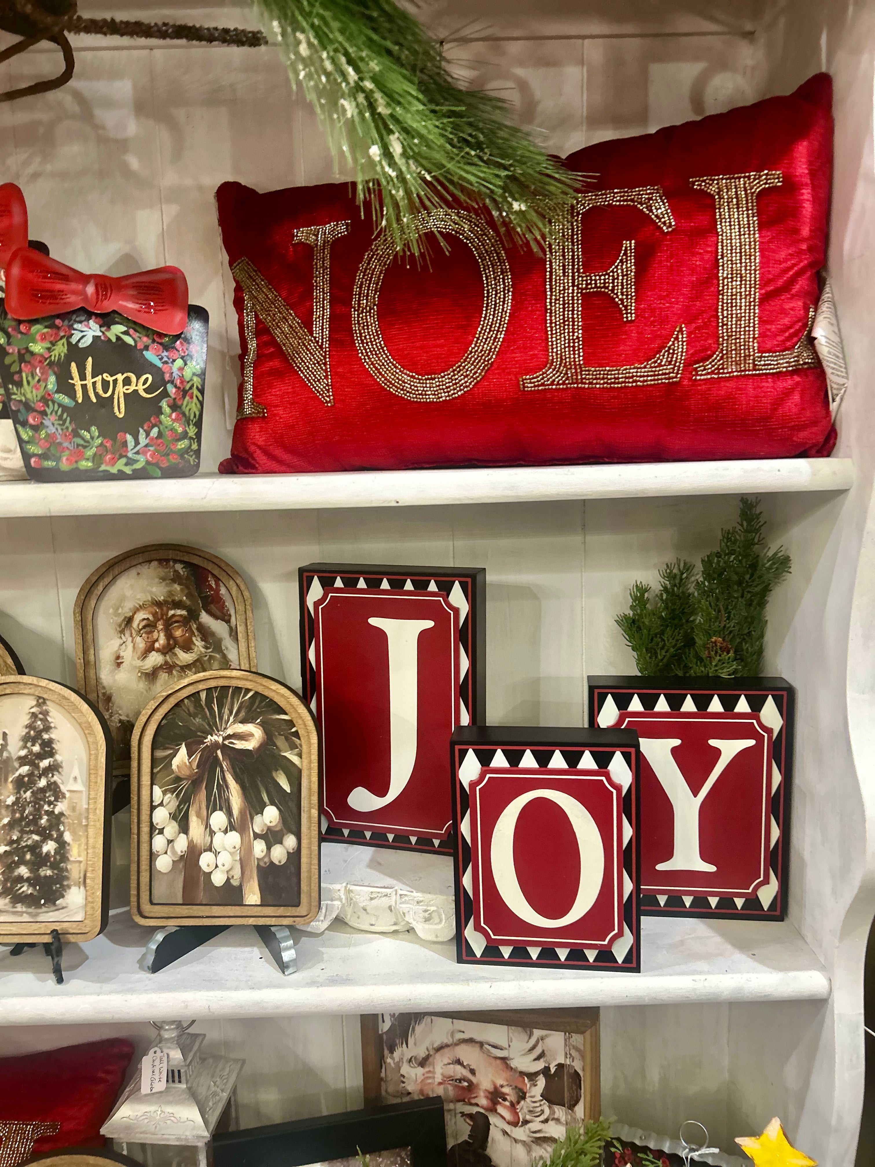 JOY Blocks Red Black and White Harlequin Pattern