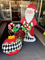 Load image into Gallery viewer, Large Santa Claus with Black &amp; White Harlequin Pattern with attached easel
