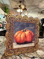Load image into Gallery viewer, Orange Pumpkin with Gold Frame Scallop Mini Print
