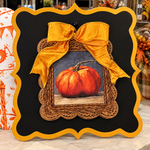 Load image into Gallery viewer, Orange Pumpkin with Gold Frame Scallop Mini Print
