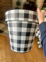 Load image into Gallery viewer, Black and White Check Outdoor Pot

