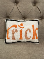 Load image into Gallery viewer, Trick or Treat Halloween White, Black, and Orange Pillows Set of 2
