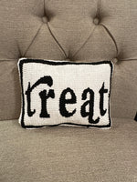 Load image into Gallery viewer, Trick or Treat Halloween White, Black, and Orange Pillows Set of 2
