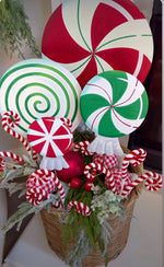 Load image into Gallery viewer, Set of 2 Red White Lollipop Green Lollipop Metal Easel/Stake
