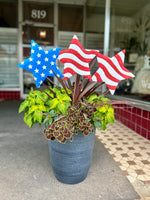 Load image into Gallery viewer, Americana: 3 Stars Red, White, Blue Metal Stake with Easel
