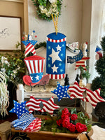 Load image into Gallery viewer, Americana: 3 Stars Red, White, Blue Metal Stake with Easel
