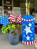 Load image into Gallery viewer, Americana: 3 Stars Red, White, Blue Metal Stake with Easel
