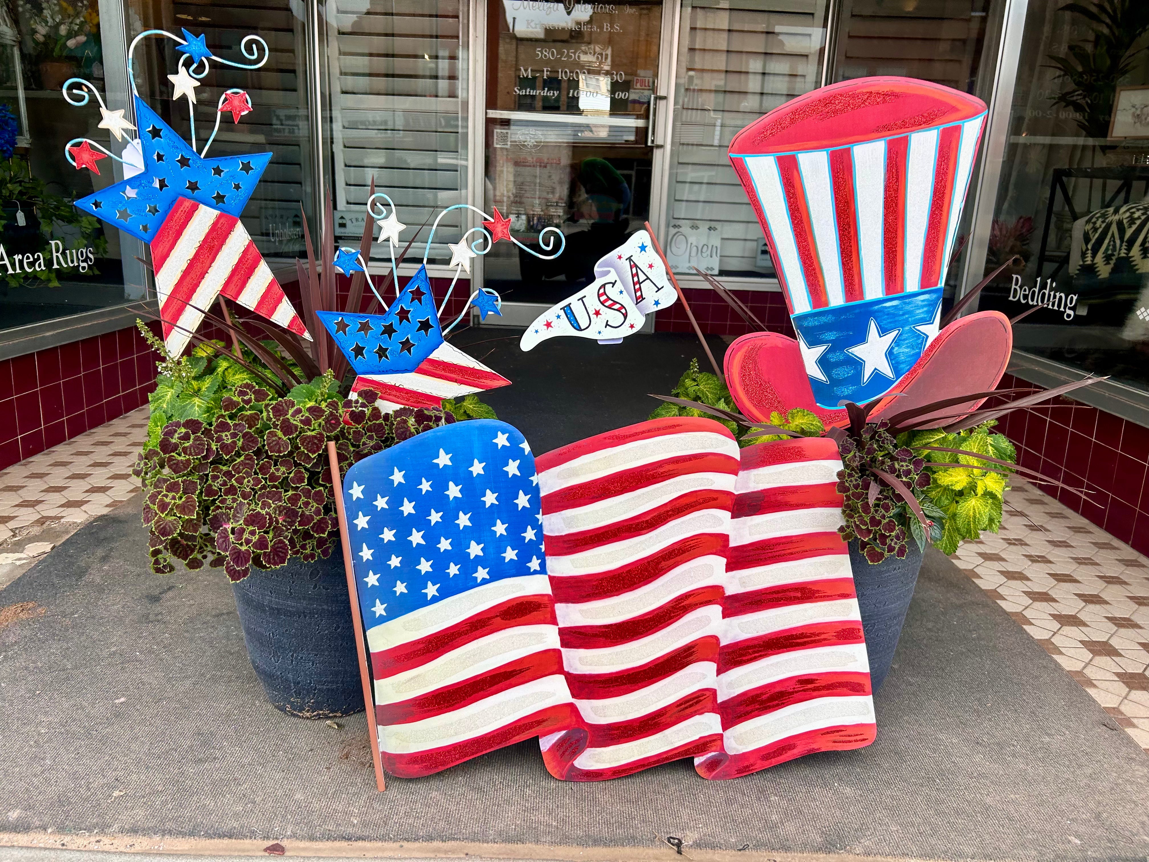 Americana: Flag Stars Set of 2 Metal Stakes