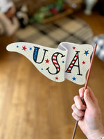Load image into Gallery viewer, Americana: Freedom &amp; USA Pennant Metal Flag Stakes
