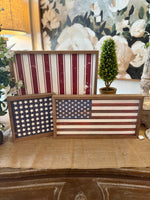 Load image into Gallery viewer, Americana Flag with wood frame 16”x8”
