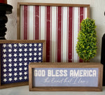 Load image into Gallery viewer, Americana God Bless America Land That I Love with wood frame 12”x4”
