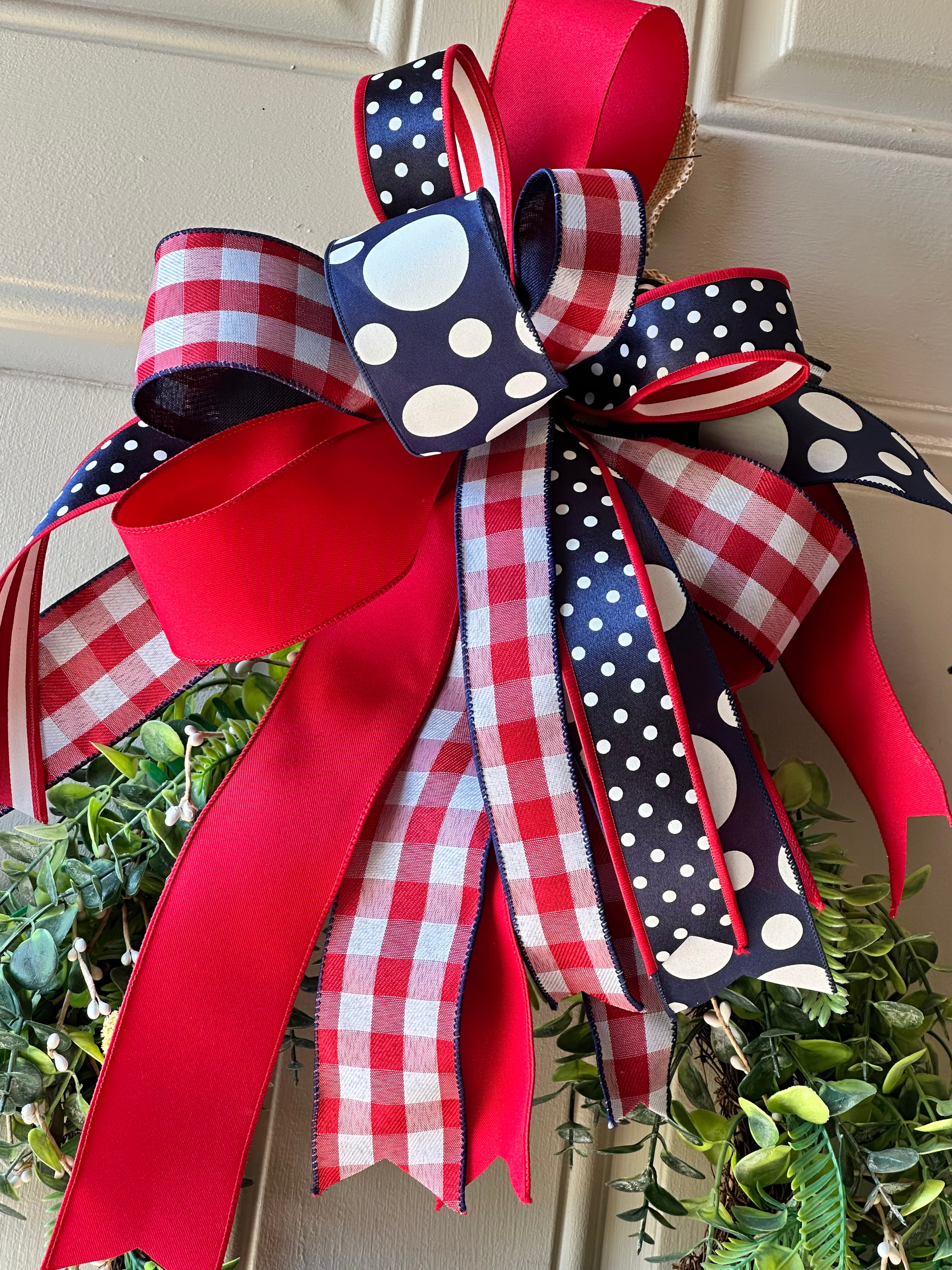 Americana: Red, White, and Blue Stars Bow Ric Rac and Polka Dots