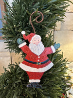 Load image into Gallery viewer, Santa Claus Metal Christmas Ornament 9.25” with Hook
