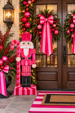 Load image into Gallery viewer, Large Hot Pink and Red Nutcracker Metal Outdoor or Indoor Stake 45”tall
