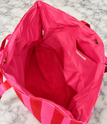 Load image into Gallery viewer, Pink Red Stripe Tote Very Merry

