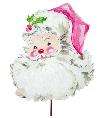 Pink Santa Metal Outdoor/Indoor Stake