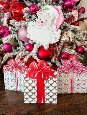 Pink Santa Metal Outdoor/Indoor Stake