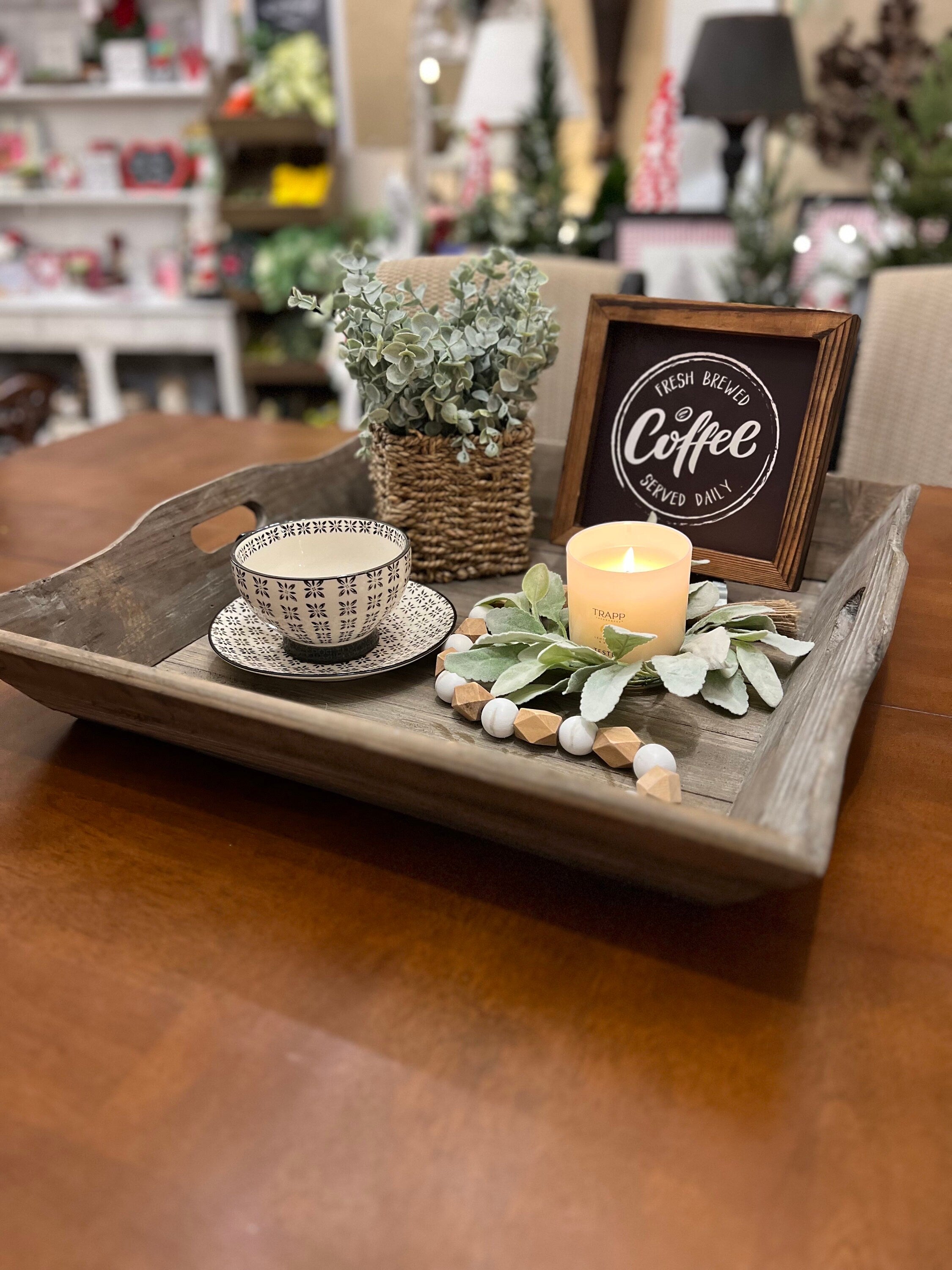 Rustic Distressed Farmhouse Tray with Handles