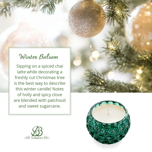 Winter Balsam 9oz. Green and Gold Soy Candle