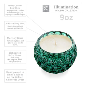 Winter Balsam 9oz. Green and Gold Soy Candle