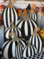 Load image into Gallery viewer, Bundle of (4) Black &amp; White Stripe Pumpkins
