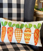 Load image into Gallery viewer, Patterned Carrots and Bunny Pillow
