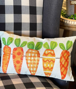 Patterned Carrots and Bunny Pillow