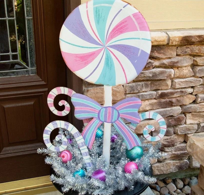 Large Pastel Lollipop Metal Outdoor or Indoor Stake