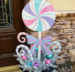 Load image into Gallery viewer, Large Pastel Lollipop Metal Outdoor or Indoor Stake
