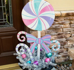 Large Pastel Lollipop Metal Outdoor or Indoor Stake