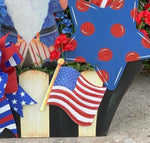 Load image into Gallery viewer, Americana Polka Dot Stars Set of 3 Red, White and Blue Metal Stakes
